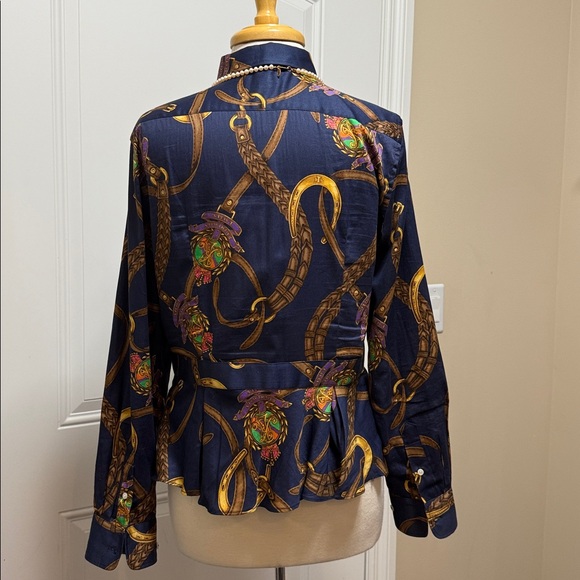 Ralph Lauren Blue and Gold Equestrian Shirt - Picture 4 of 8